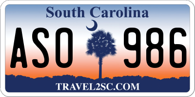 SC license plate ASO986