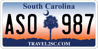 SC license plate ASO987