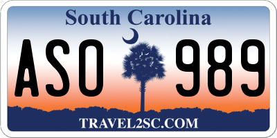 SC license plate ASO989