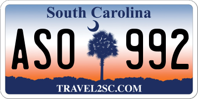 SC license plate ASO992