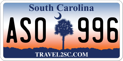 SC license plate ASO996