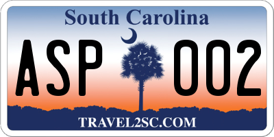 SC license plate ASP002