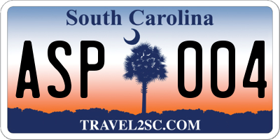 SC license plate ASP004