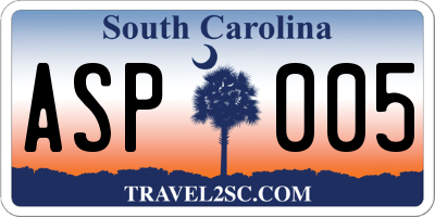 SC license plate ASP005