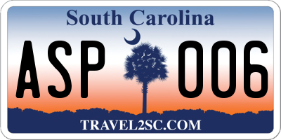 SC license plate ASP006