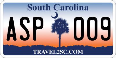 SC license plate ASP009