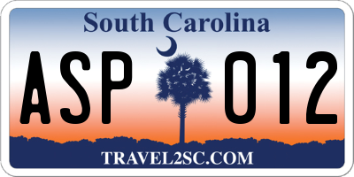 SC license plate ASP012