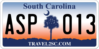 SC license plate ASP013