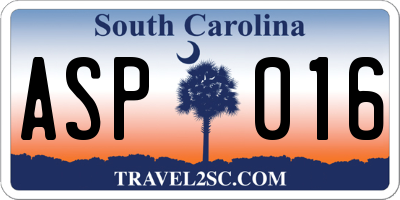 SC license plate ASP016