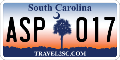 SC license plate ASP017