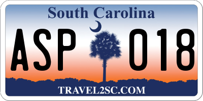 SC license plate ASP018