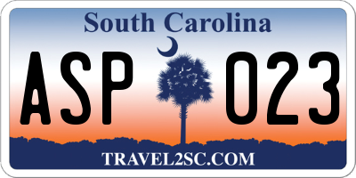 SC license plate ASP023