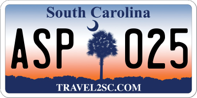 SC license plate ASP025