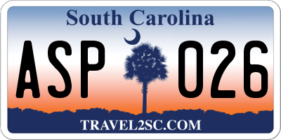 SC license plate ASP026