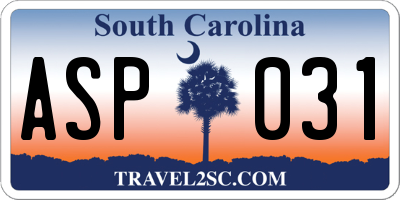 SC license plate ASP031