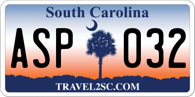 SC license plate ASP032