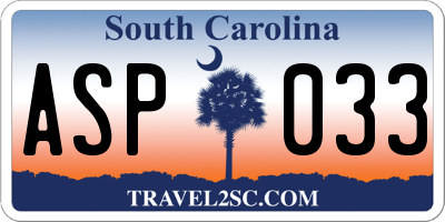 SC license plate ASP033