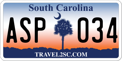 SC license plate ASP034