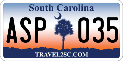 SC license plate ASP035