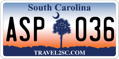 SC license plate ASP036