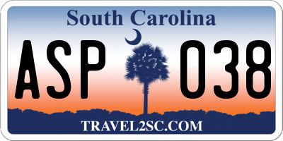 SC license plate ASP038