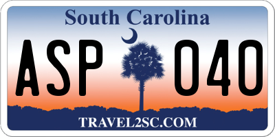 SC license plate ASP040