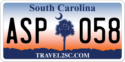 SC license plate ASP058