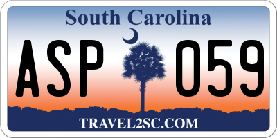 SC license plate ASP059
