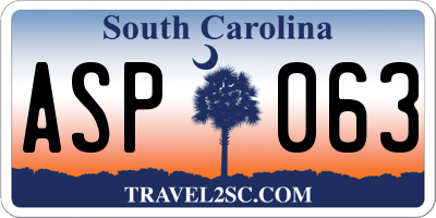 SC license plate ASP063