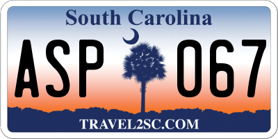 SC license plate ASP067
