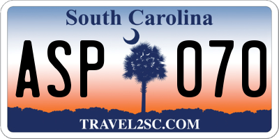SC license plate ASP070