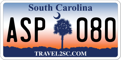 SC license plate ASP080