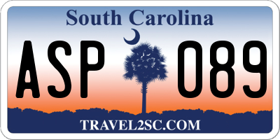 SC license plate ASP089
