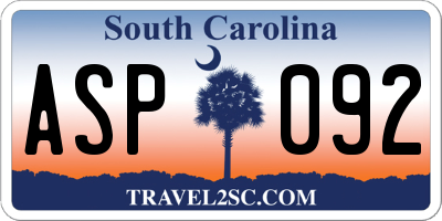 SC license plate ASP092