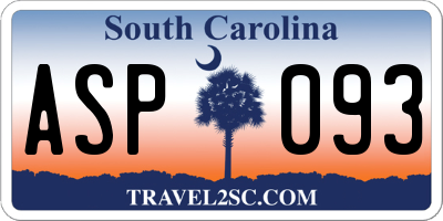 SC license plate ASP093