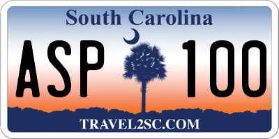 SC license plate ASP100