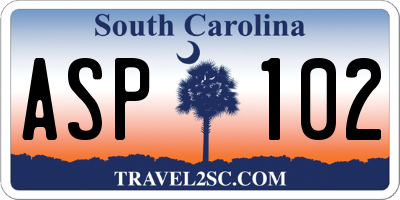 SC license plate ASP102
