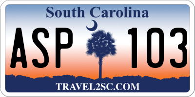 SC license plate ASP103