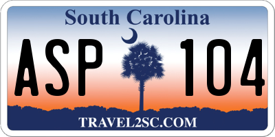 SC license plate ASP104