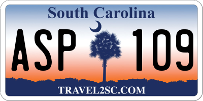 SC license plate ASP109