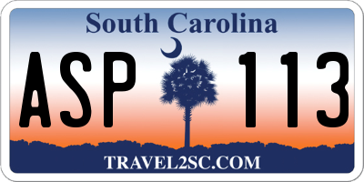 SC license plate ASP113