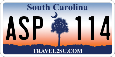 SC license plate ASP114