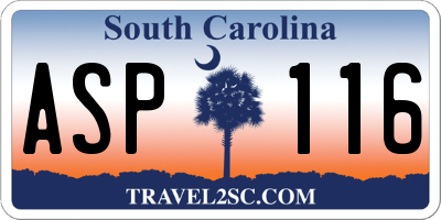 SC license plate ASP116