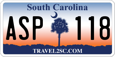 SC license plate ASP118