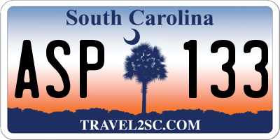 SC license plate ASP133