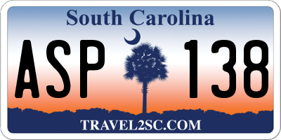 SC license plate ASP138