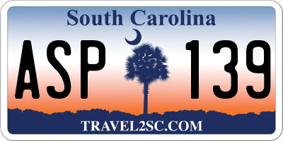 SC license plate ASP139