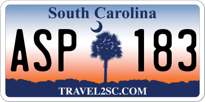 SC license plate ASP183