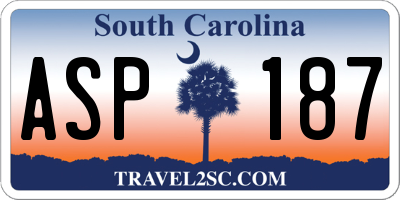 SC license plate ASP187