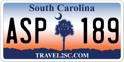 SC license plate ASP189